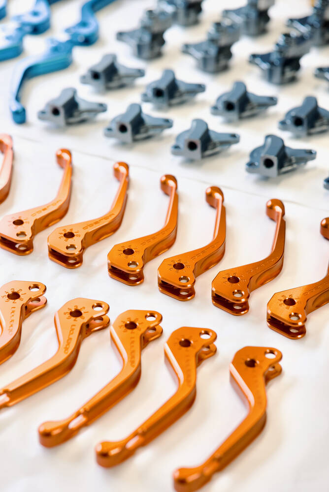 Gold anodised aluminium levers