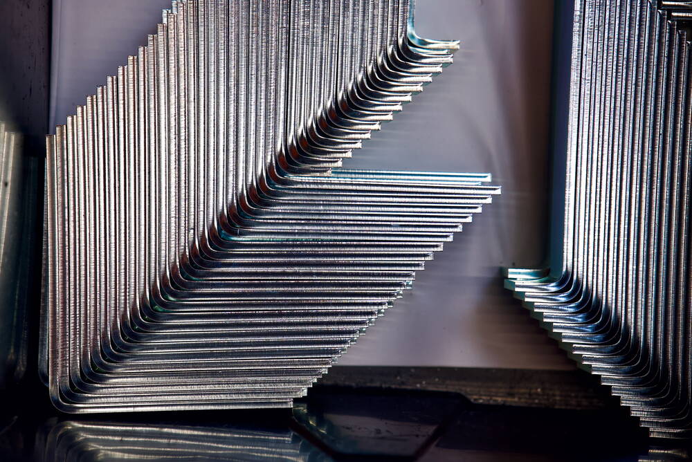 Close-up detail of finished metal components