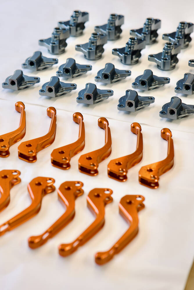 Anodised aluminium aerospace components finished to AMS specification